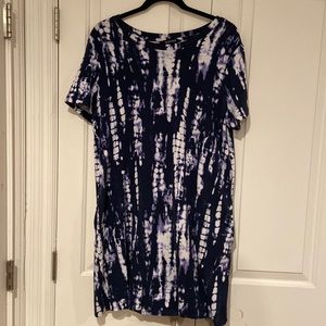 Blue Tie-Dye T-Shirt Dress